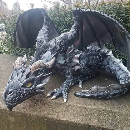 Crouching Dragon Guardian Statue – Gothic Outdoor Decoration
