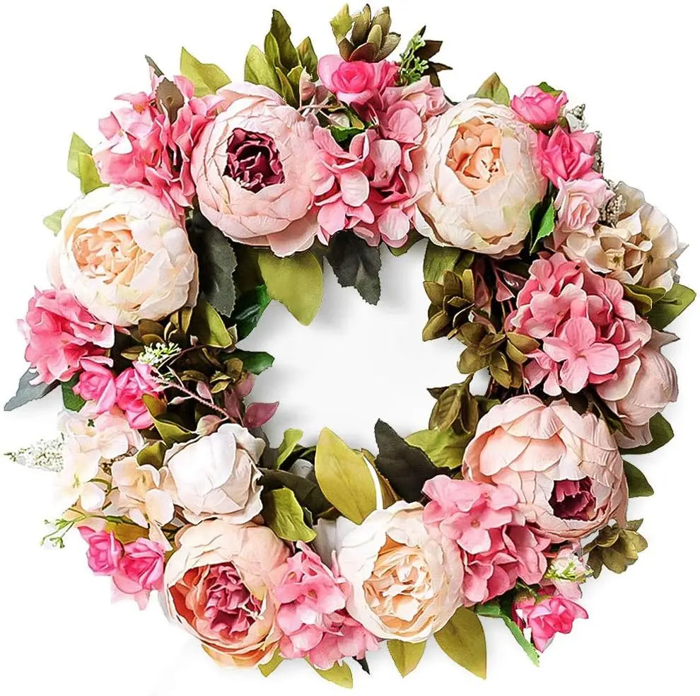40cm Peony Round Wreath – Front Door Floral Decor