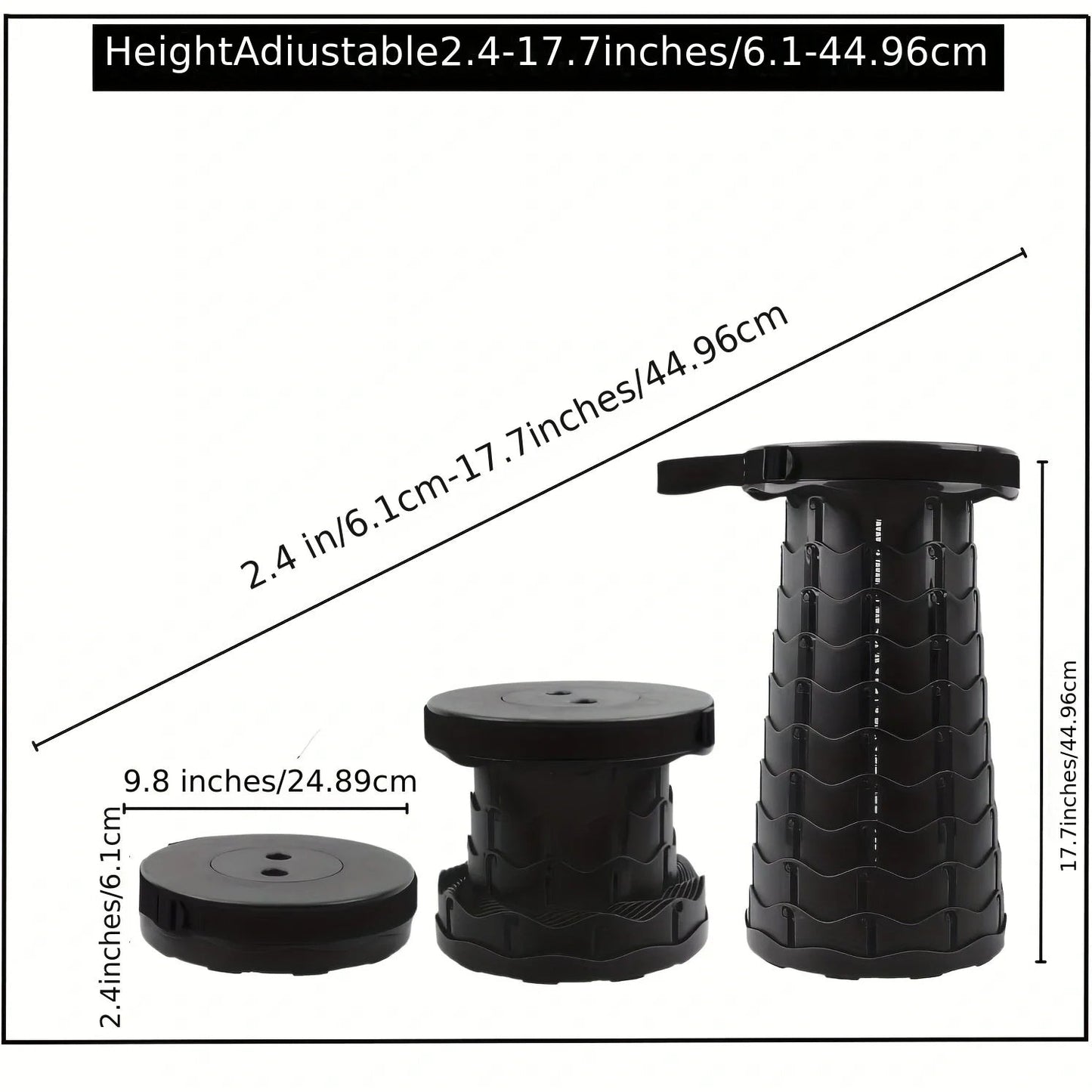 Collapsible Folding Telescopic Stool – Camping & Fishing Seat