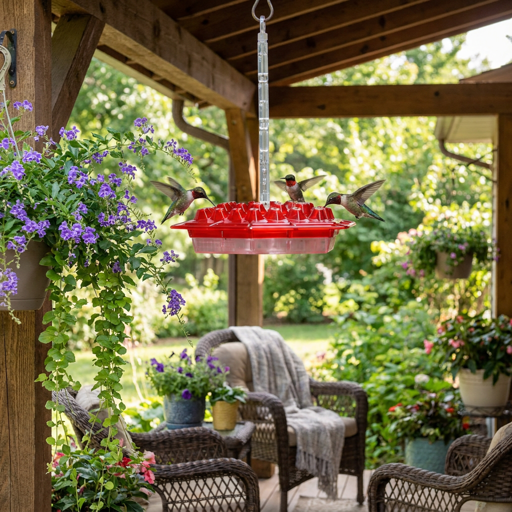 Hummingbird Feeder with Built-In Ant Moat - lifestyle photo