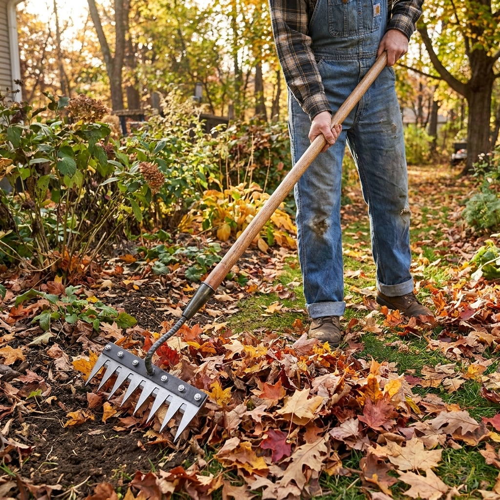 Versatile Handle Lawn Rake - lifestyle photo