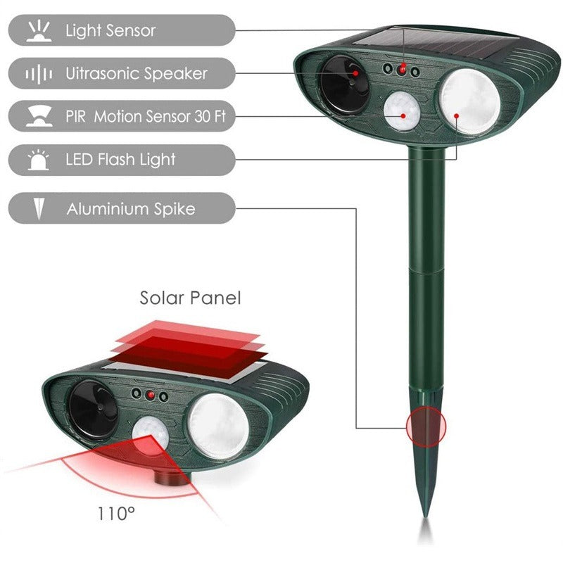 Solar-Powered Ultrasonic Animal Repellent – Garden Pest Deterrent