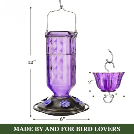 24oz Leak-Proof Glass Hummingbird Feeder