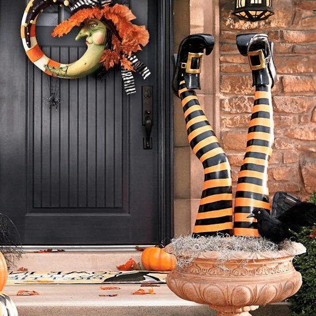 Witch Leg Stakes — Set of Two Halloween Yard Décor