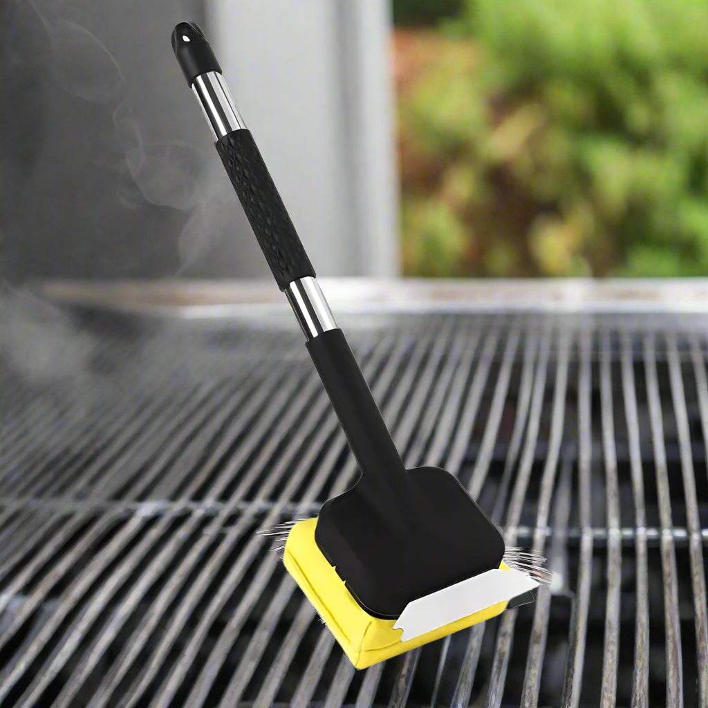 Grill Brush with Steam Cleaning and Scraper – BBQ Cleaning Tool