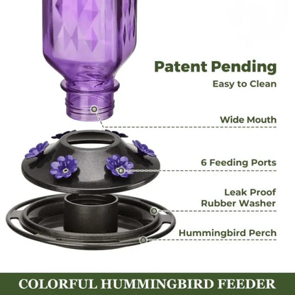 24oz Leak-Proof Glass Hummingbird Feeder