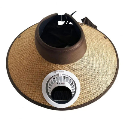 Wide Brim Sun Hat with Solar-Powered Fan