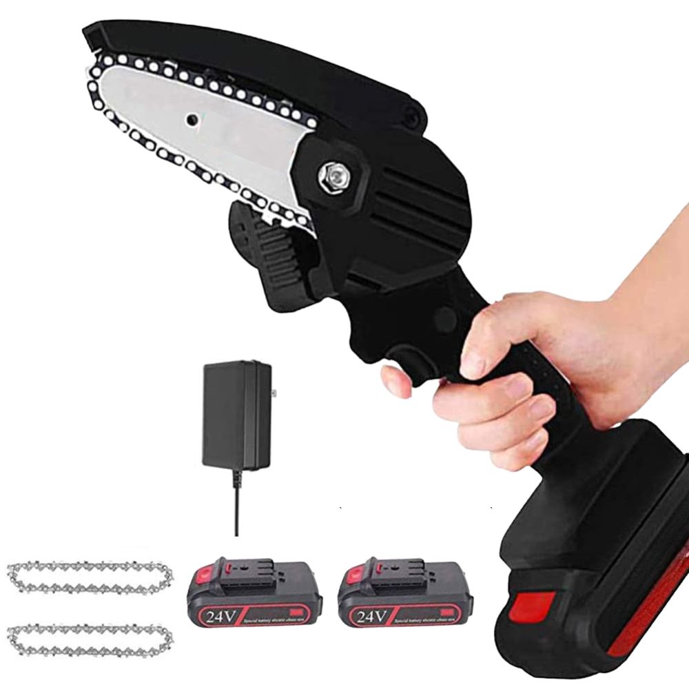 Upgraded 24V Mini Chainsaw – Cordless with Two Batteries