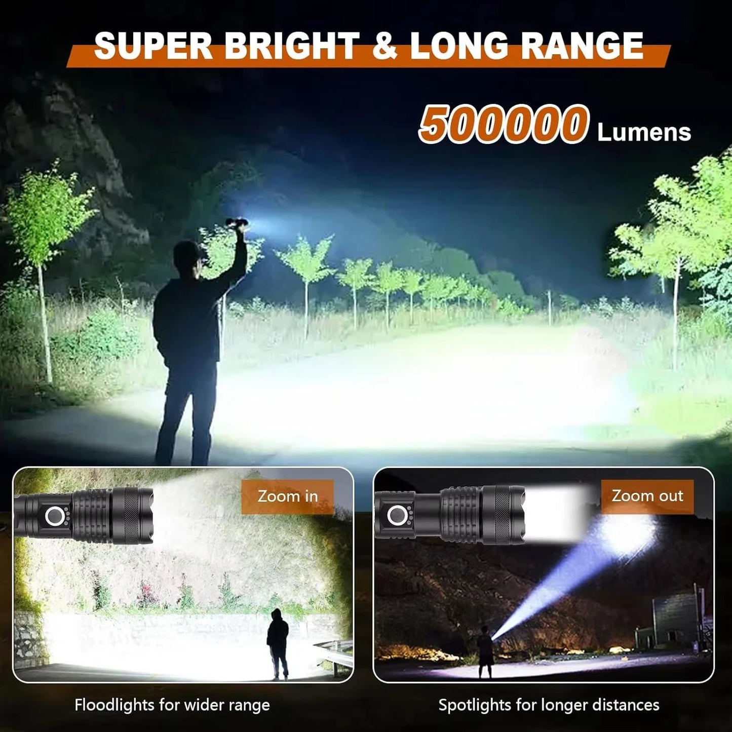 High Lumen Rechargeable Flashlight – Ultra-Bright Outdoor Torch