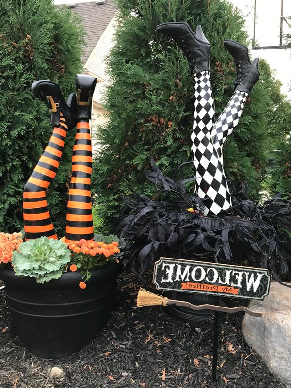 Witch Leg Stakes — Set of Two Halloween Yard Décor