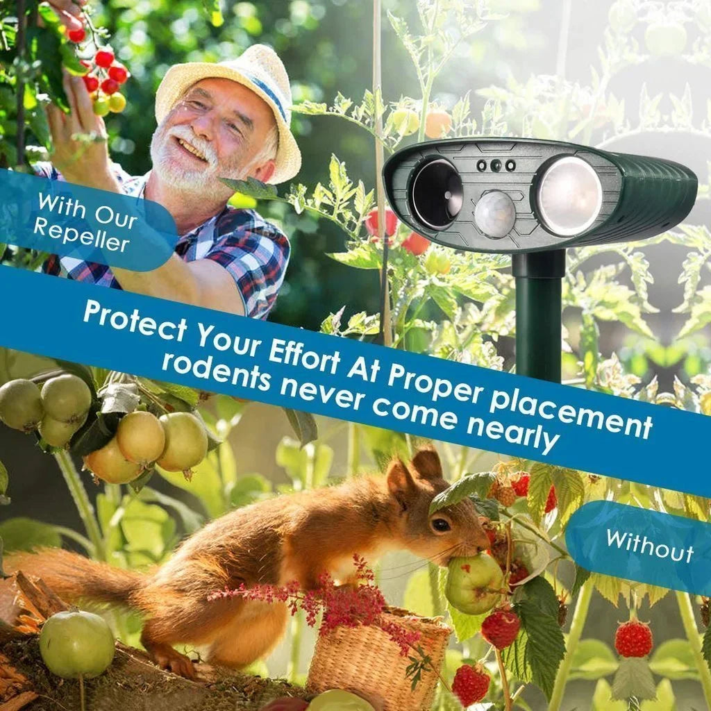 Ultrasonic Chipmunk Repeller — Solar-Powered Yard Protection