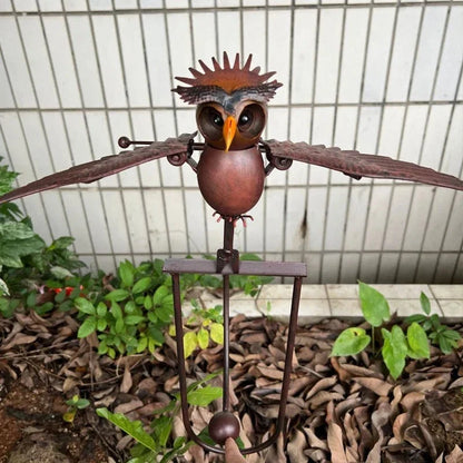 Metal Bird Garden Art — Kinetic Patio Wind Sculpture
