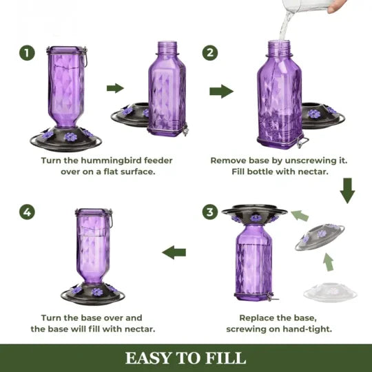 24oz Leak-Proof Glass Hummingbird Feeder