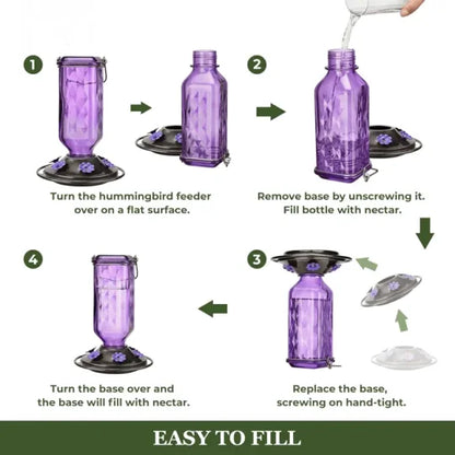24oz Leak-Proof Glass Hummingbird Feeder