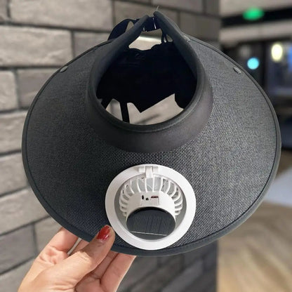Wide Brim Sun Hat with Solar-Powered Fan