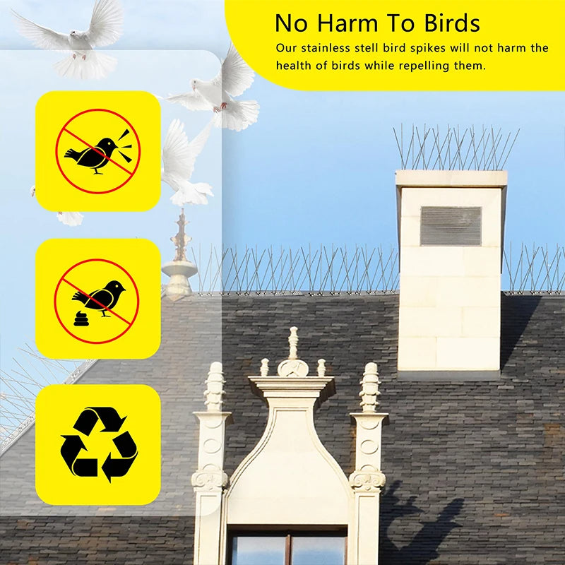Outdoor Stainless Steel Bird Repeller Spikes