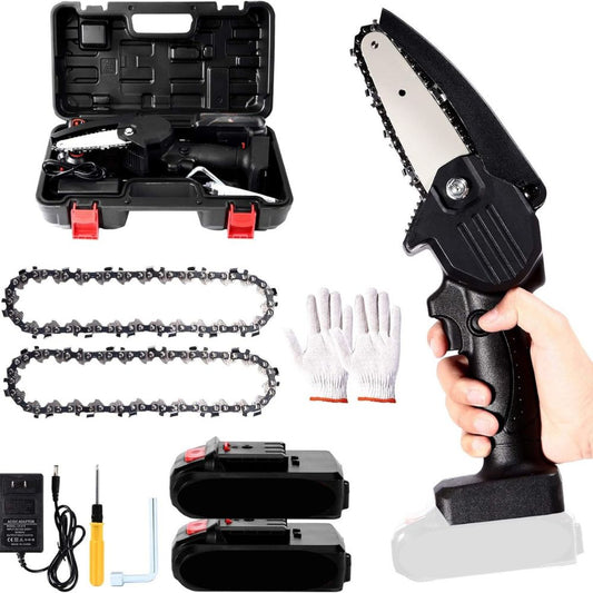 Upgraded 24V Mini Chainsaw – Cordless with Two Batteries