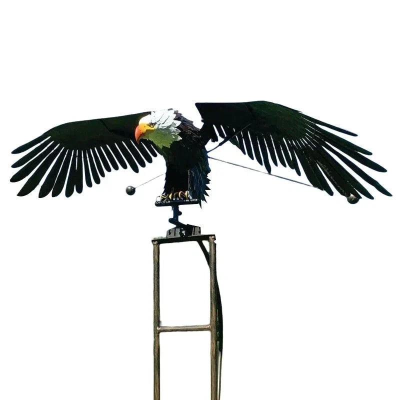Metal Bird Garden Art — Kinetic Patio Wind Sculpture