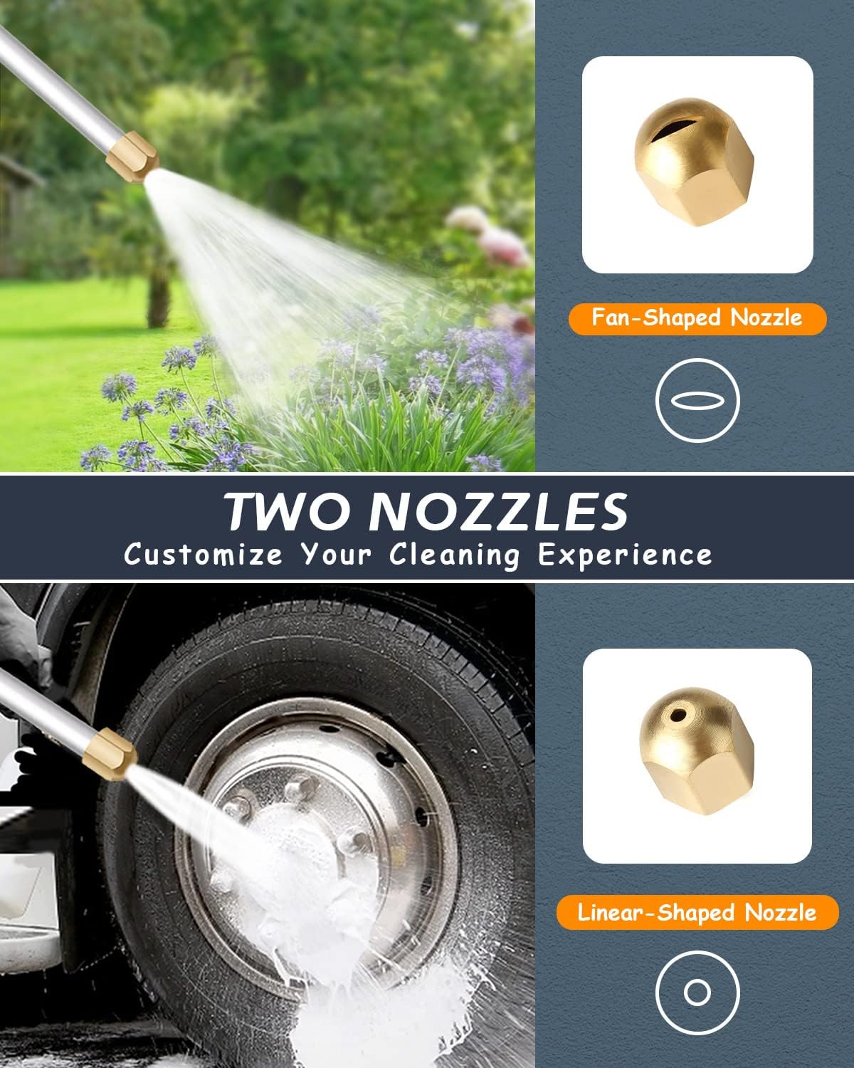 High-Pressure Spray Nozzle — Car Wash Water Hose Attachment