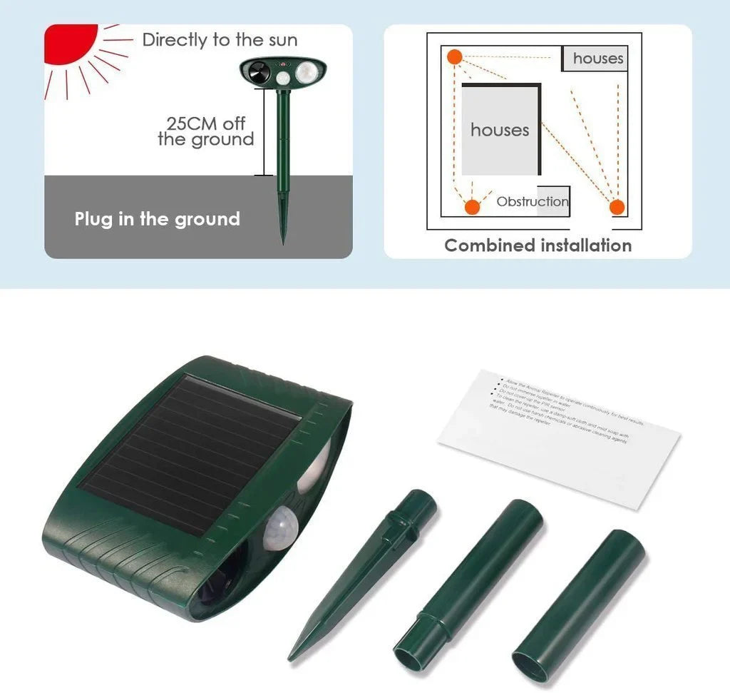 Ultrasonic Chipmunk Repeller — Solar-Powered Yard Protection