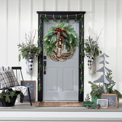 Farmhouse Christmas Wreath — Boho Holiday Door Décor