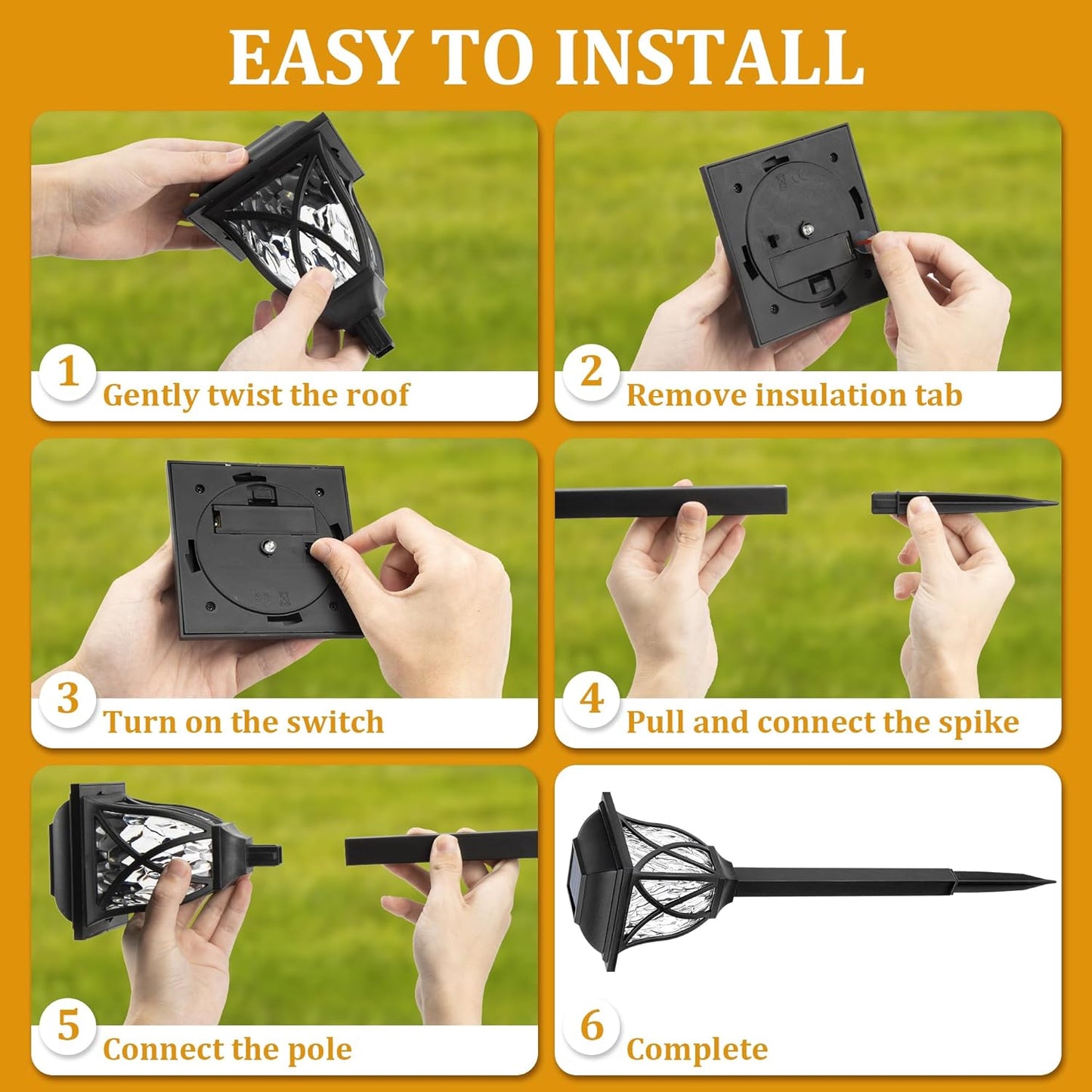 6-Pack Solar LED Pathway Garden Lights – Outdoor Landscape Lighting