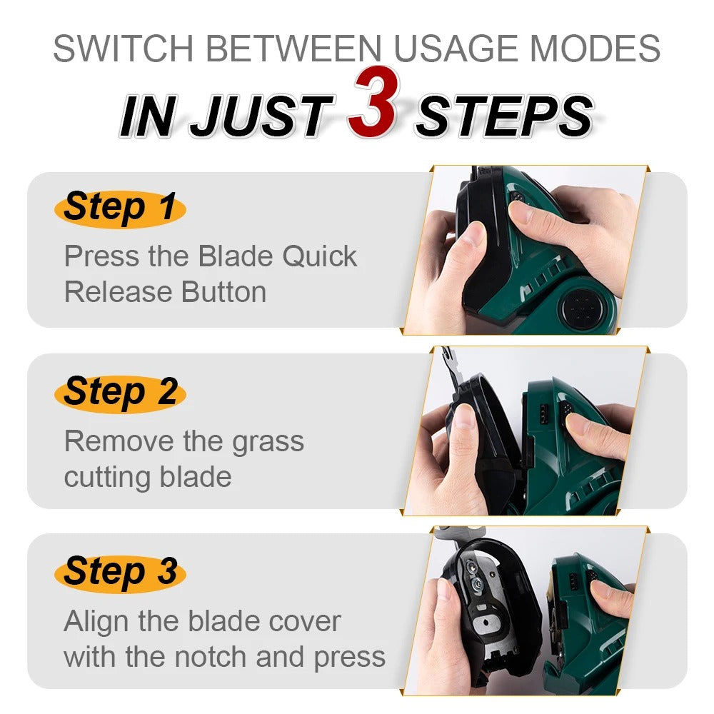 Cordless Hedge Trimmer – 2-in-1 Trimmer & Mower Combo