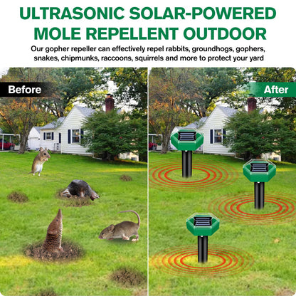 Ultrasonic Mole Repellent — 4-Pack Solar-Powered