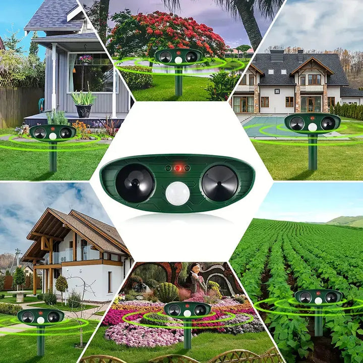 Solar-Powered Ultrasonic Animal Repeller – Motion-Activated Garden Protection