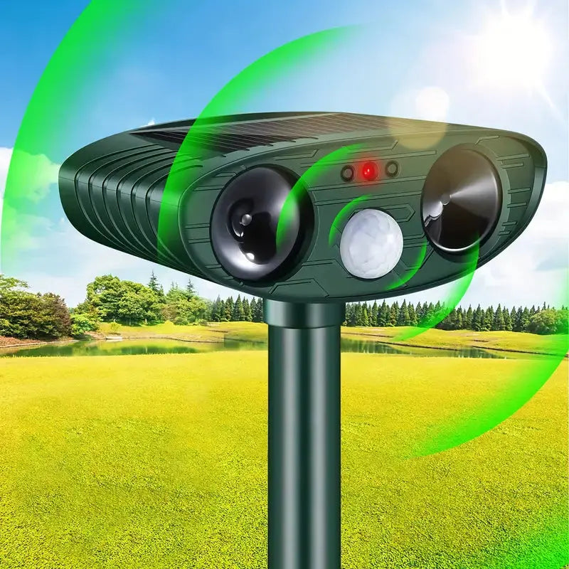 Solar-Powered Ultrasonic Animal Repeller – Motion-Activated Garden Protection