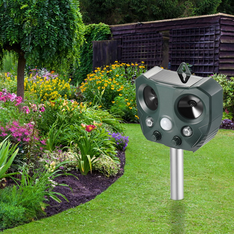 Solar Ultrasonic Animal Repeller – Motion Detection with LED Flash