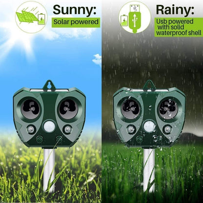 Solar Ultrasonic Animal Repeller – Motion Detection with LED Flash