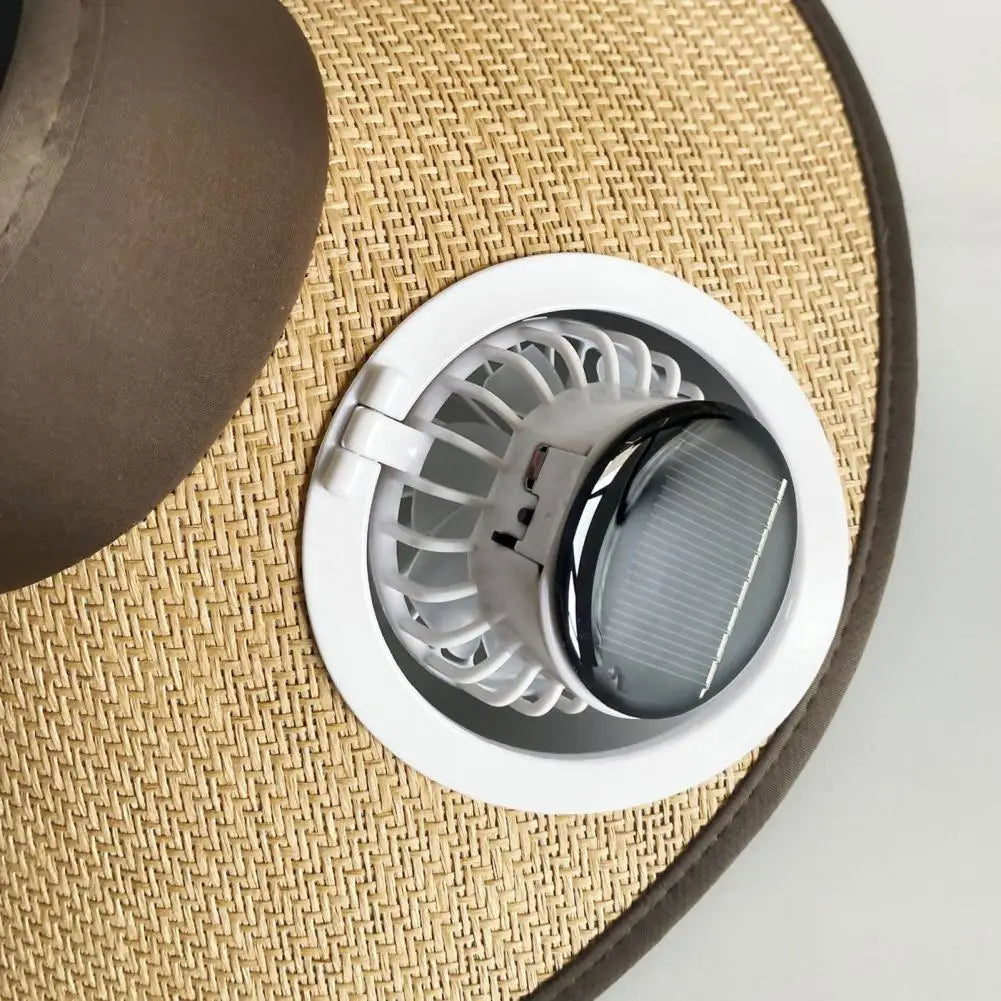 Wide Brim Sun Hat with Solar-Powered Fan