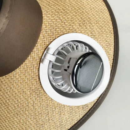 Wide Brim Sun Hat with Solar-Powered Fan