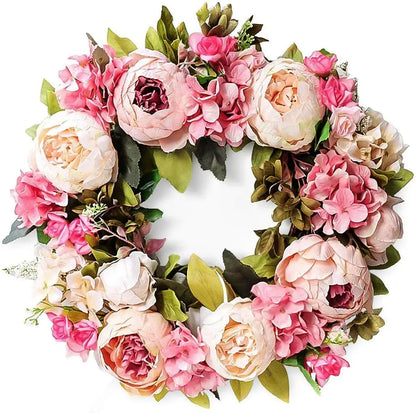 40cm Peony Round Wreath – Front Door Floral Decor