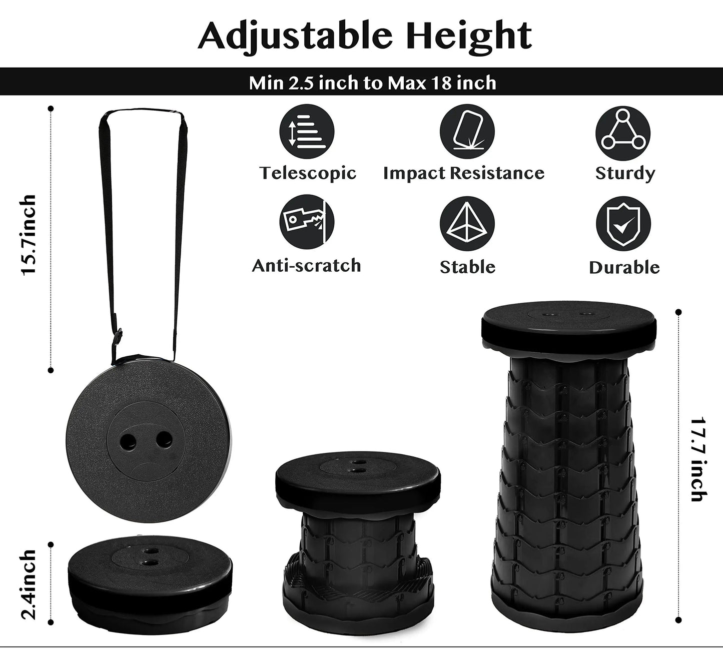 Collapsible Folding Telescopic Stool – Camping & Fishing Seat