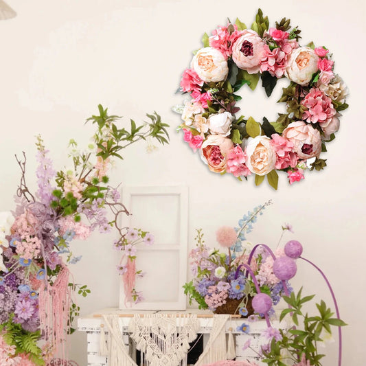40cm Peony Round Wreath – Front Door Floral Decor