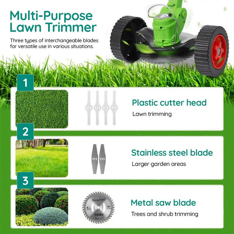 Cordless Battery-Operated Grass Trimmer — Powerful Electric Edging