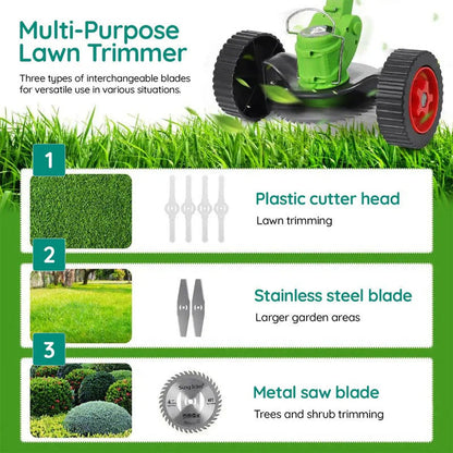Cordless Battery-Operated Grass Trimmer — Powerful Electric Edging