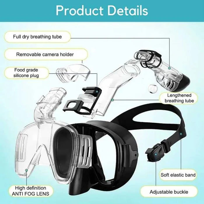 Snorkeling Mask with Dry Top System — Panoramic Anti-Fog View
