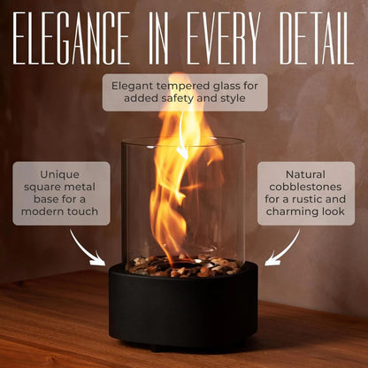 Portable Glass Tabletop Fireplace – Smokeless Fire Feature