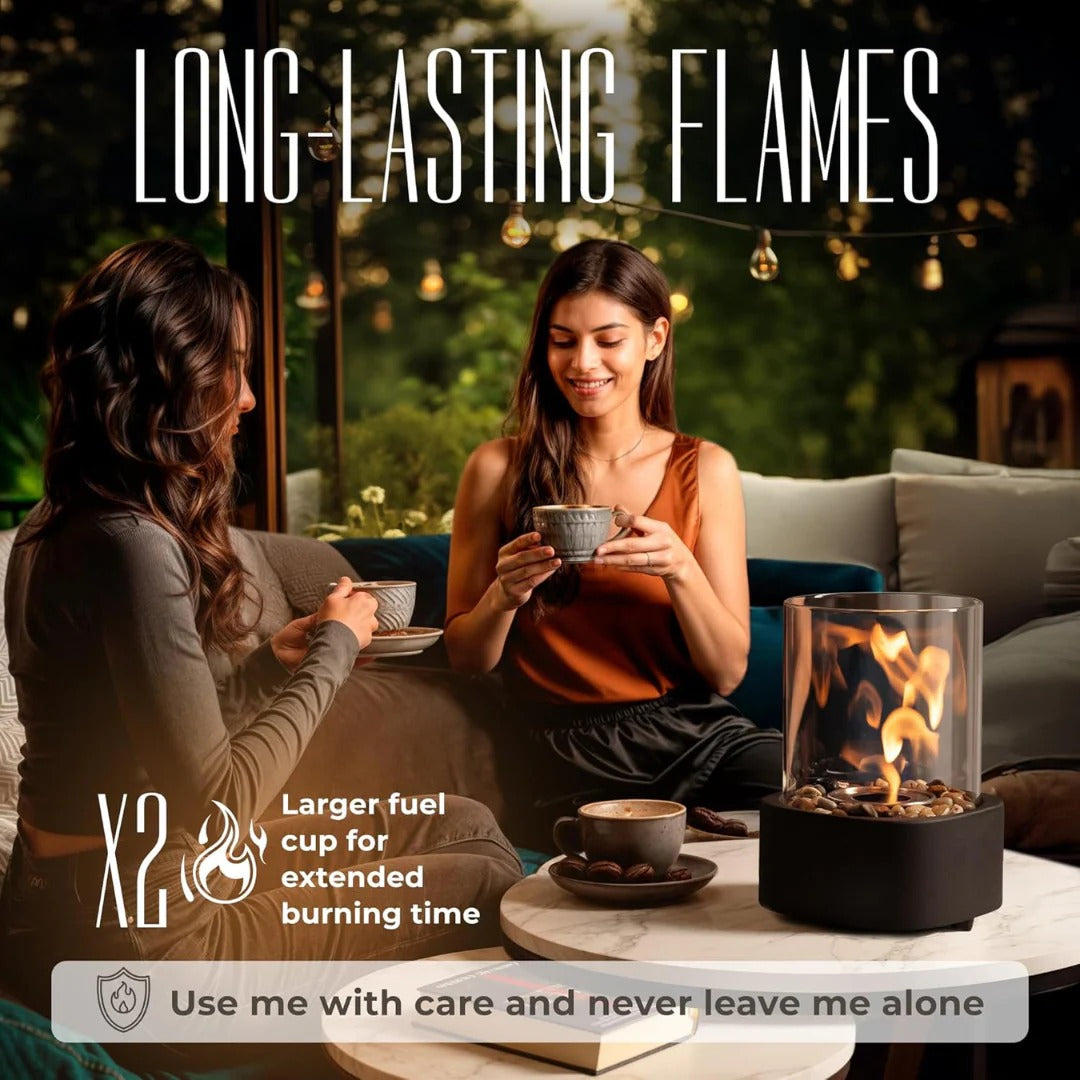 Portable Glass Tabletop Fireplace – Smokeless Fire Feature
