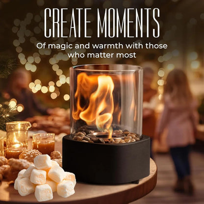 Portable Glass Tabletop Fireplace – Smokeless Fire Feature