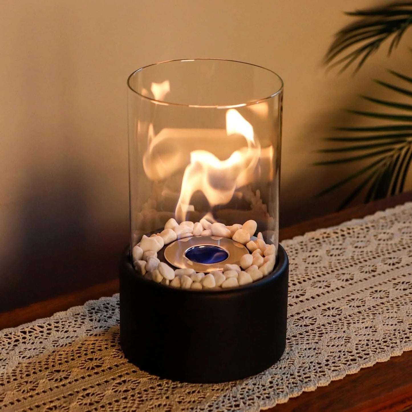 Portable Glass Tabletop Fireplace – Smokeless Fire Feature