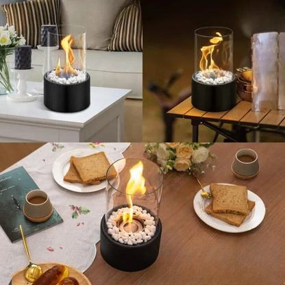 Portable Glass Tabletop Fireplace – Smokeless Fire Feature