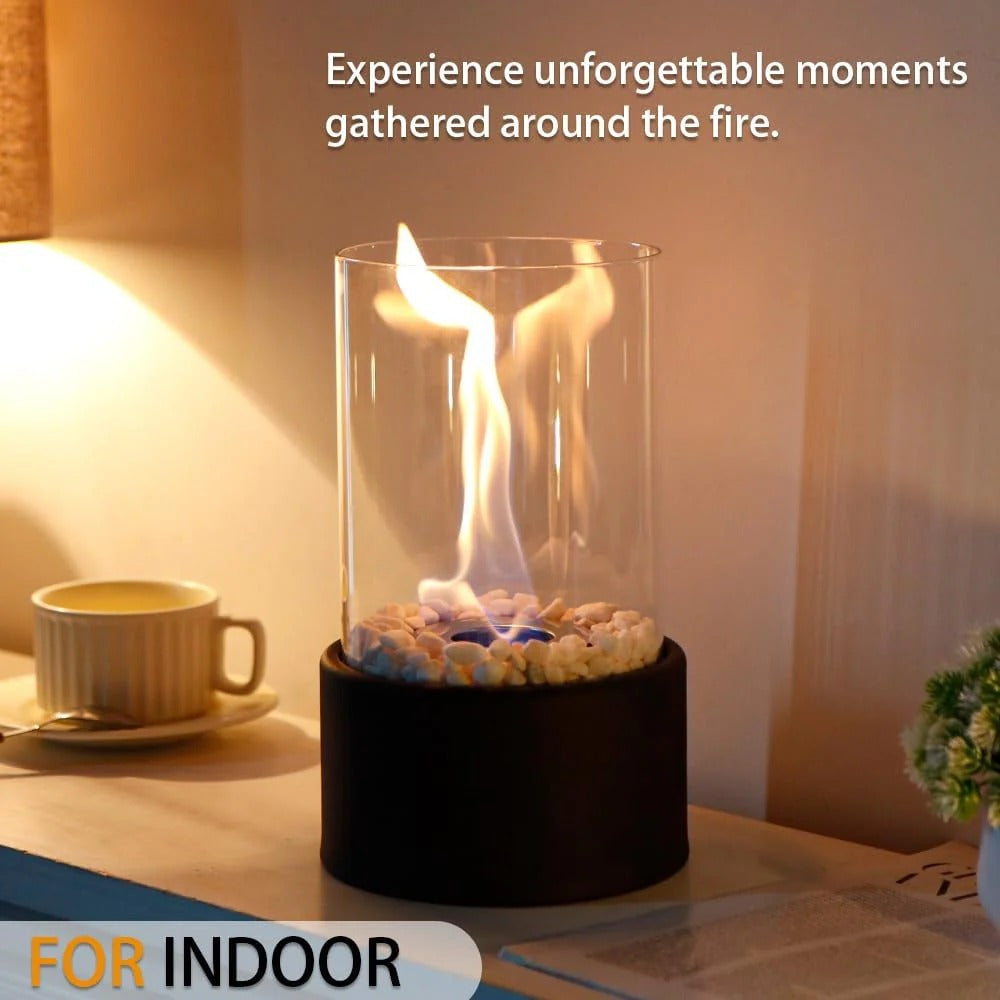 Portable Glass Tabletop Fireplace – Smokeless Fire Feature