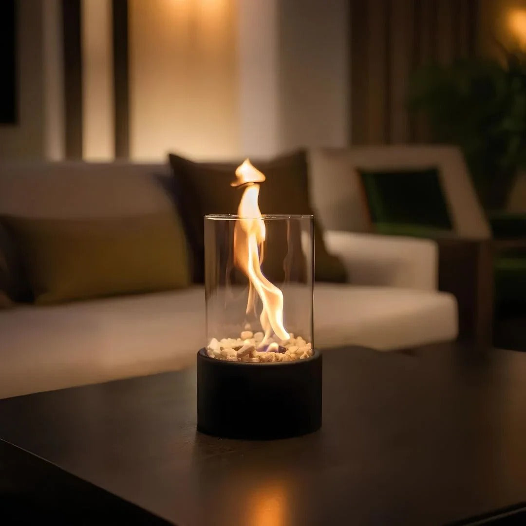 Portable Glass Tabletop Fireplace – Smokeless Fire Feature