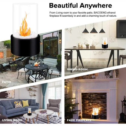 Portable Glass Tabletop Fireplace – Smokeless Fire Feature
