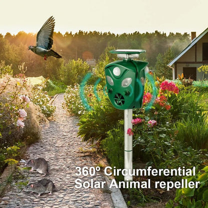 360° Solar Ultrasonic Animal Repeller with Motion Sensor