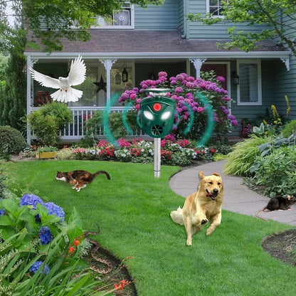 360° Solar Ultrasonic Animal Repeller with Motion Sensor